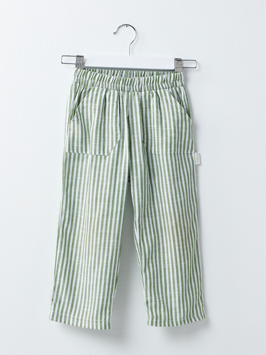 Green Stripe Linen Pants