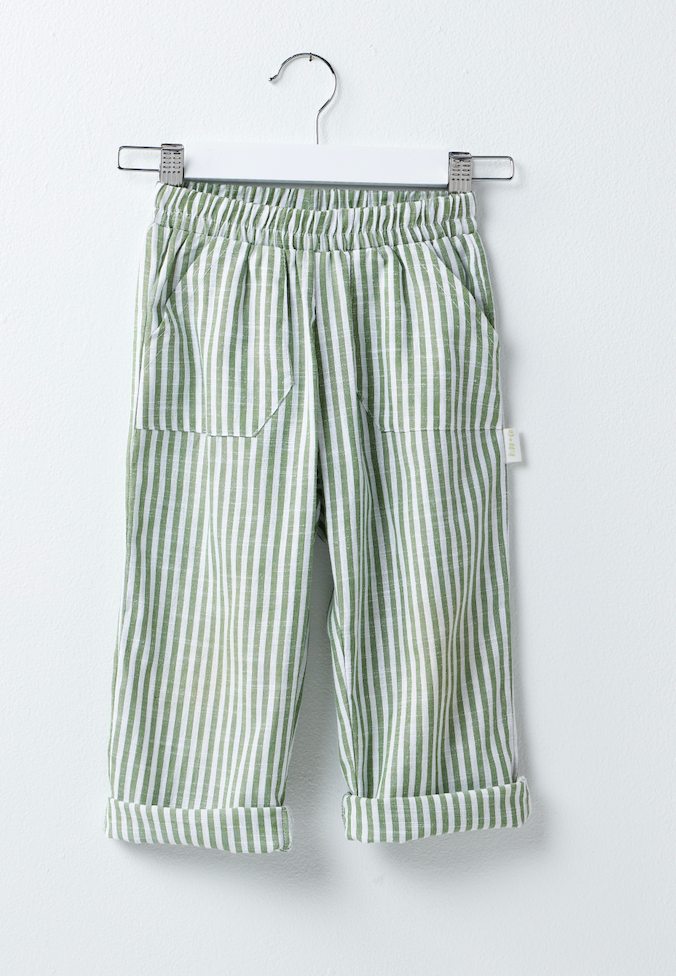 Green Stripe Linen Pants